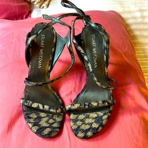 Stuart Weitzman blue and gold heels